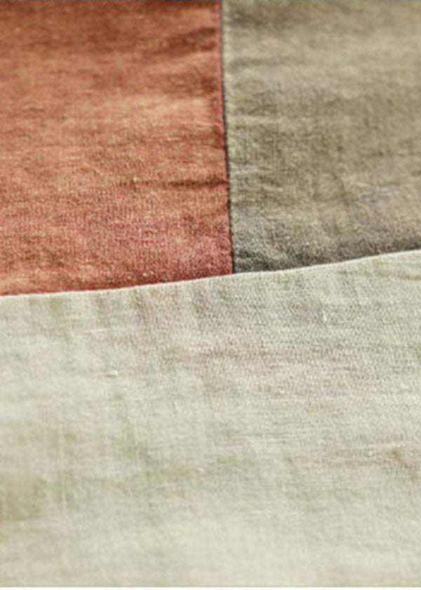 Orange Patchwork Linen Tank Top