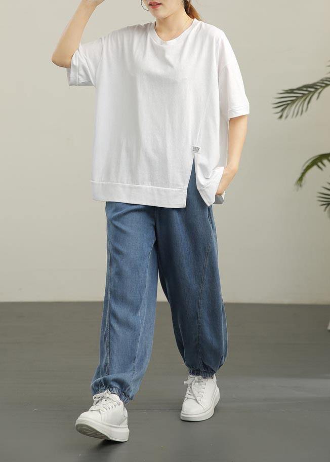 White Cotton O-Neck Summer T-Shirt