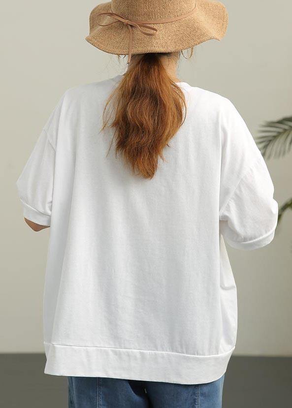 White Cotton O-Neck Summer T-Shirt