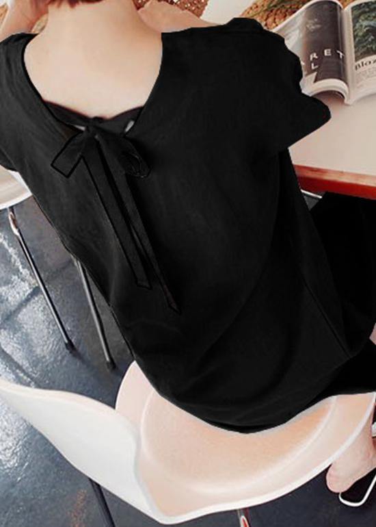 Black Side-Open Linen Cotton Dress