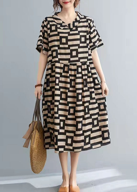 Print Low-High Button Vacation Dress