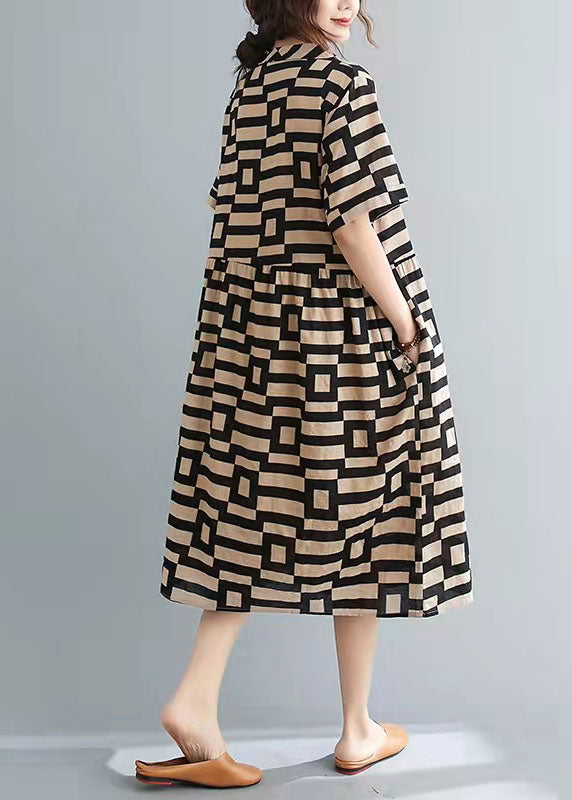 Print Low-High Button Vacation Dress