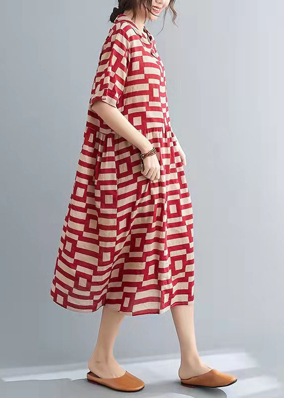 Print Low-High Button Vacation Dress