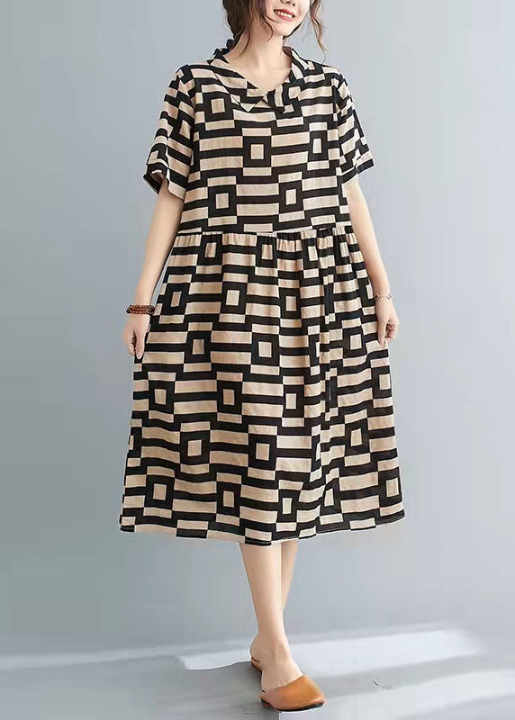 Print Low-High Button Vacation Dress