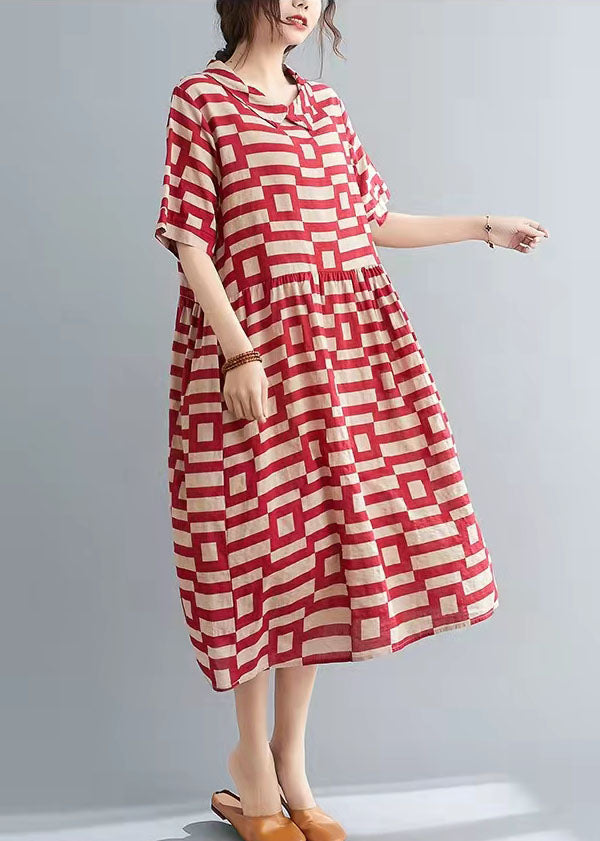 Print Low-High Button Vacation Dress