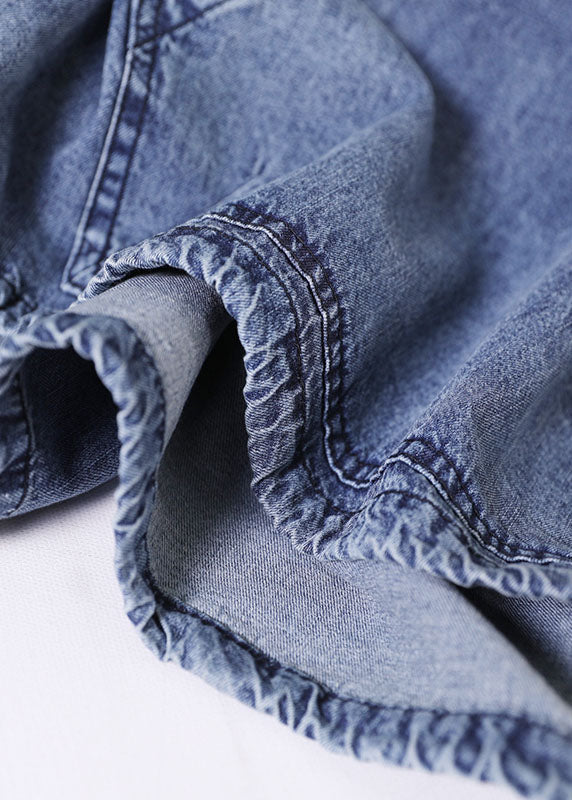 Denim Blue Hooded Two-Piece Set