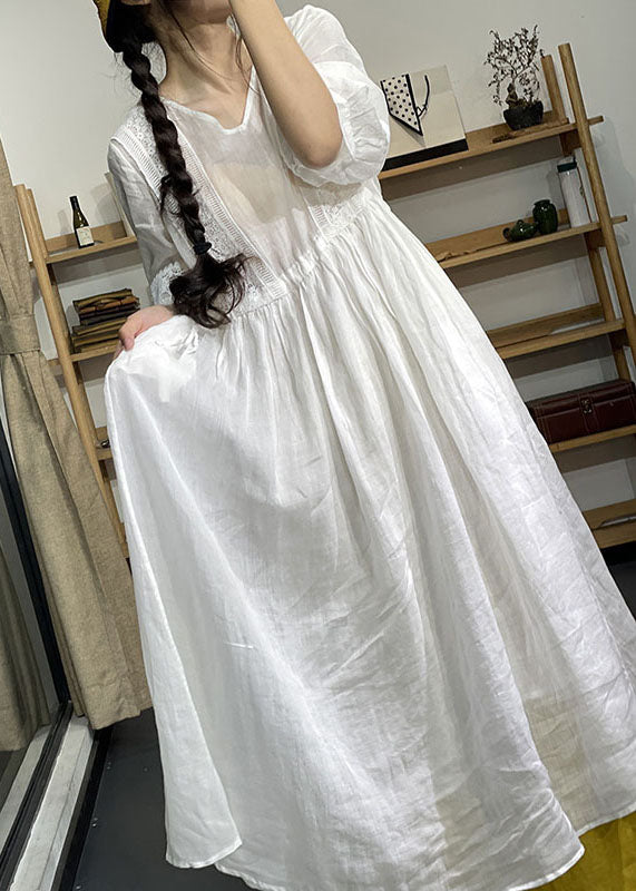 Lilac Lace Patchwork Lantern Sleeve Dress