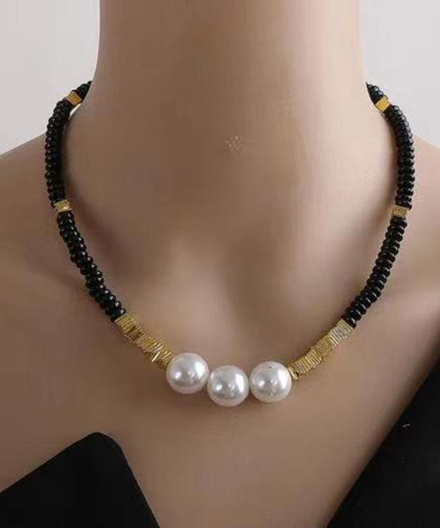 Black Pearl Graduated Bead Necklace