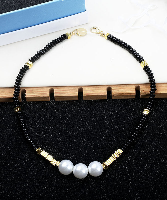 Black Pearl Graduated Bead Necklace