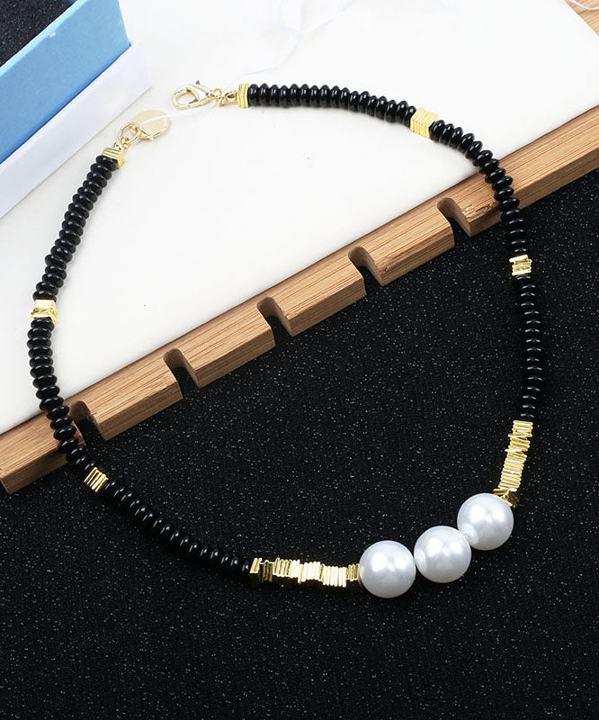 Black Pearl Graduated Bead Necklace