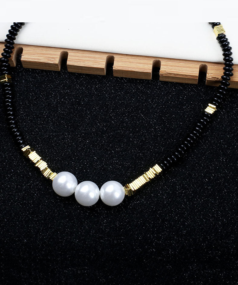 Black Pearl Graduated Bead Necklace