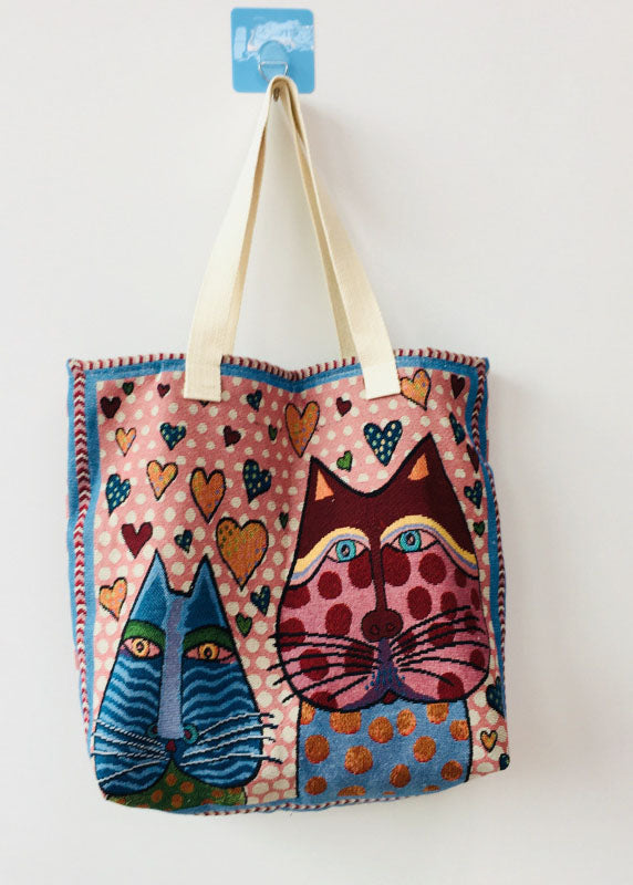 Blue Love Kitten Canvas Tote