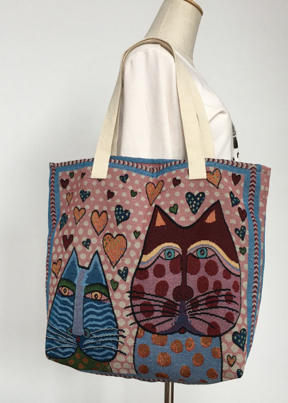 Blue Love Kitten Canvas Tote