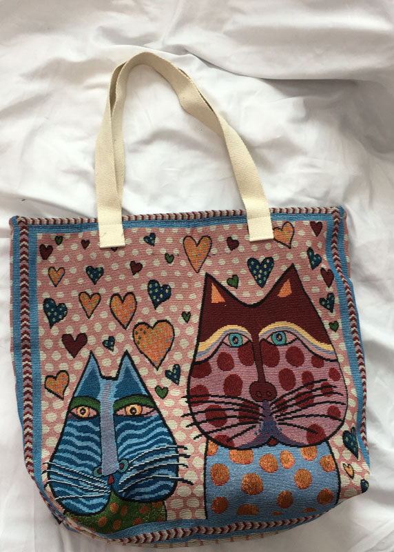 Blue Love Kitten Canvas Tote