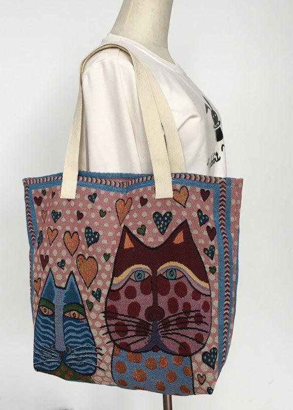 Blue Love Kitten Canvas Tote