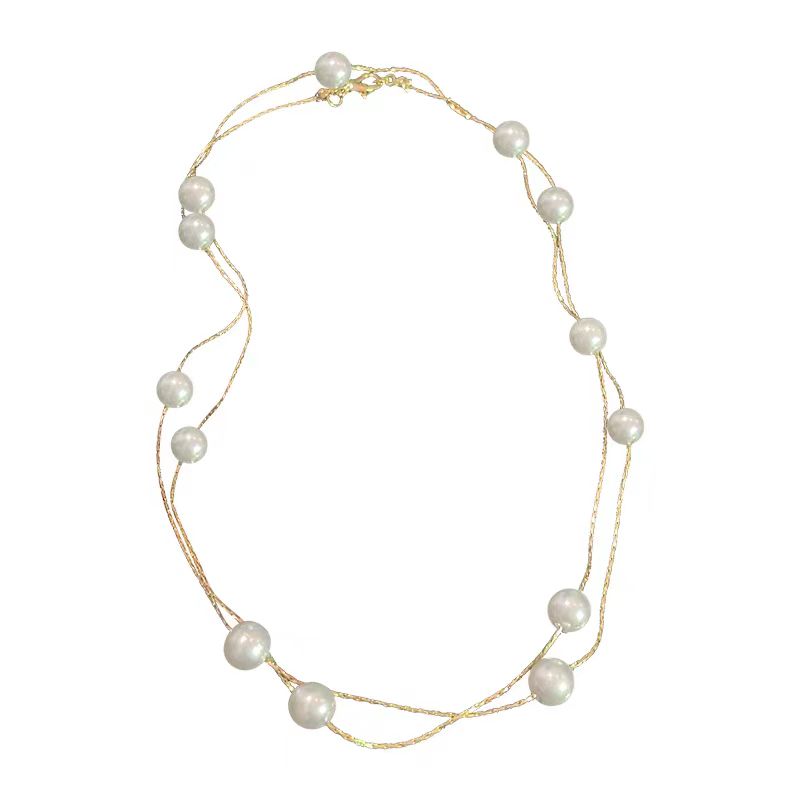 Gold Double-Layered Pearl Necklace