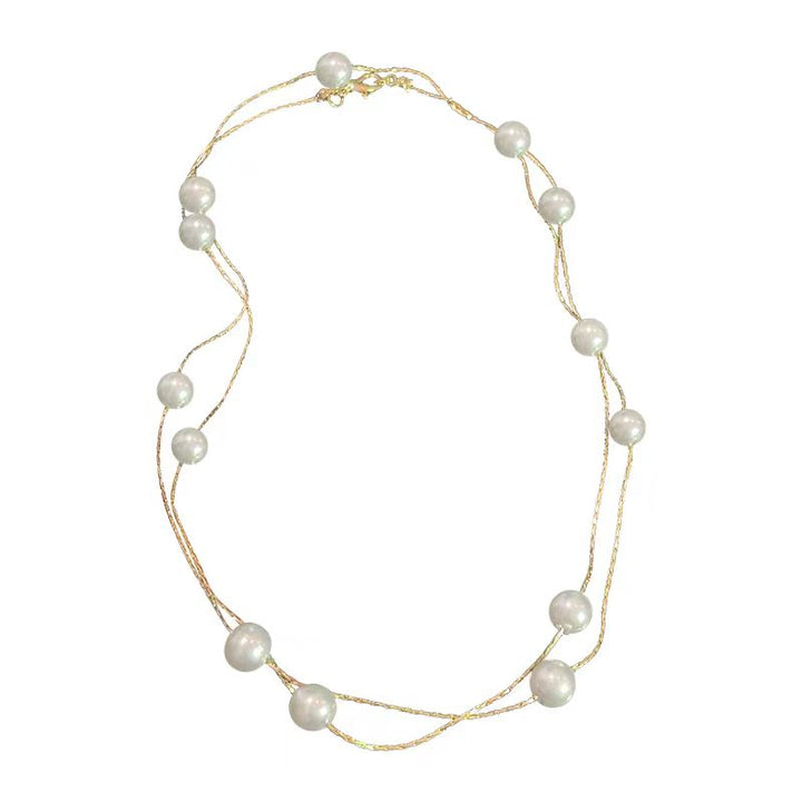 Gold Double-Layered Pearl Necklace