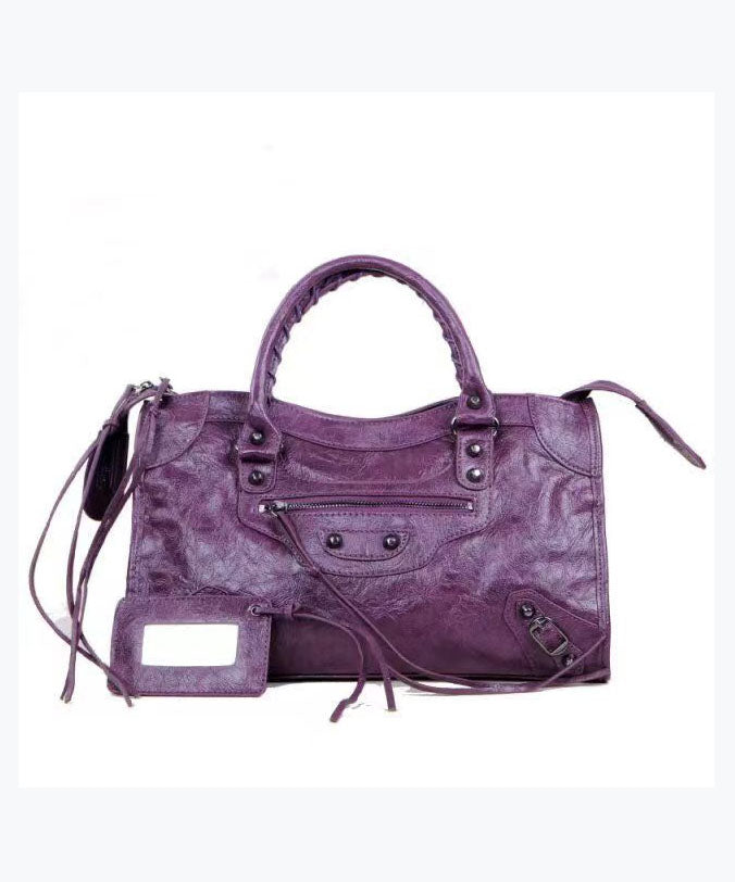 Red Sheepskin Rivet Tote Bag