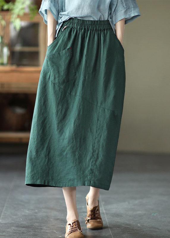 White Patchwork A-Line Linen Skirt