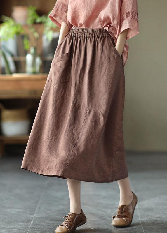 White Patchwork A-Line Linen Skirt