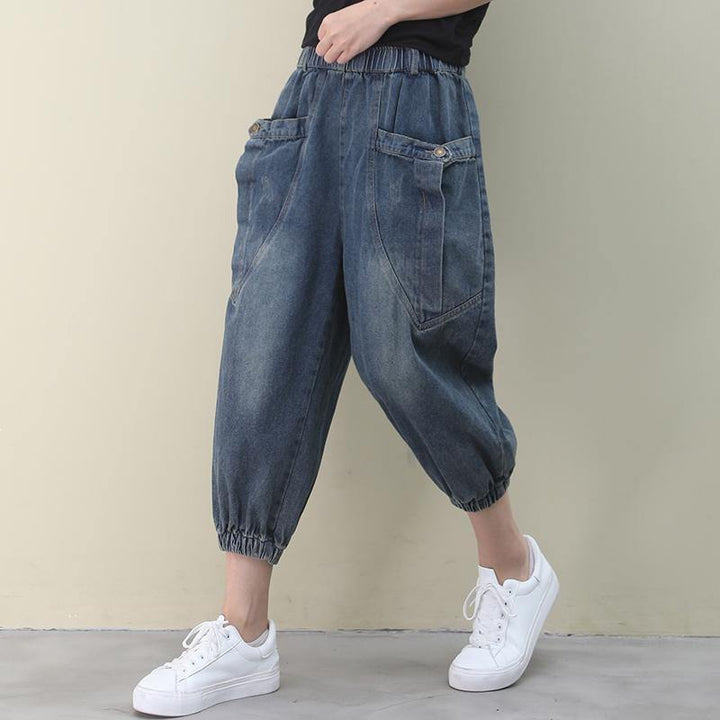Dark Blue Pocket Cotton Shorts