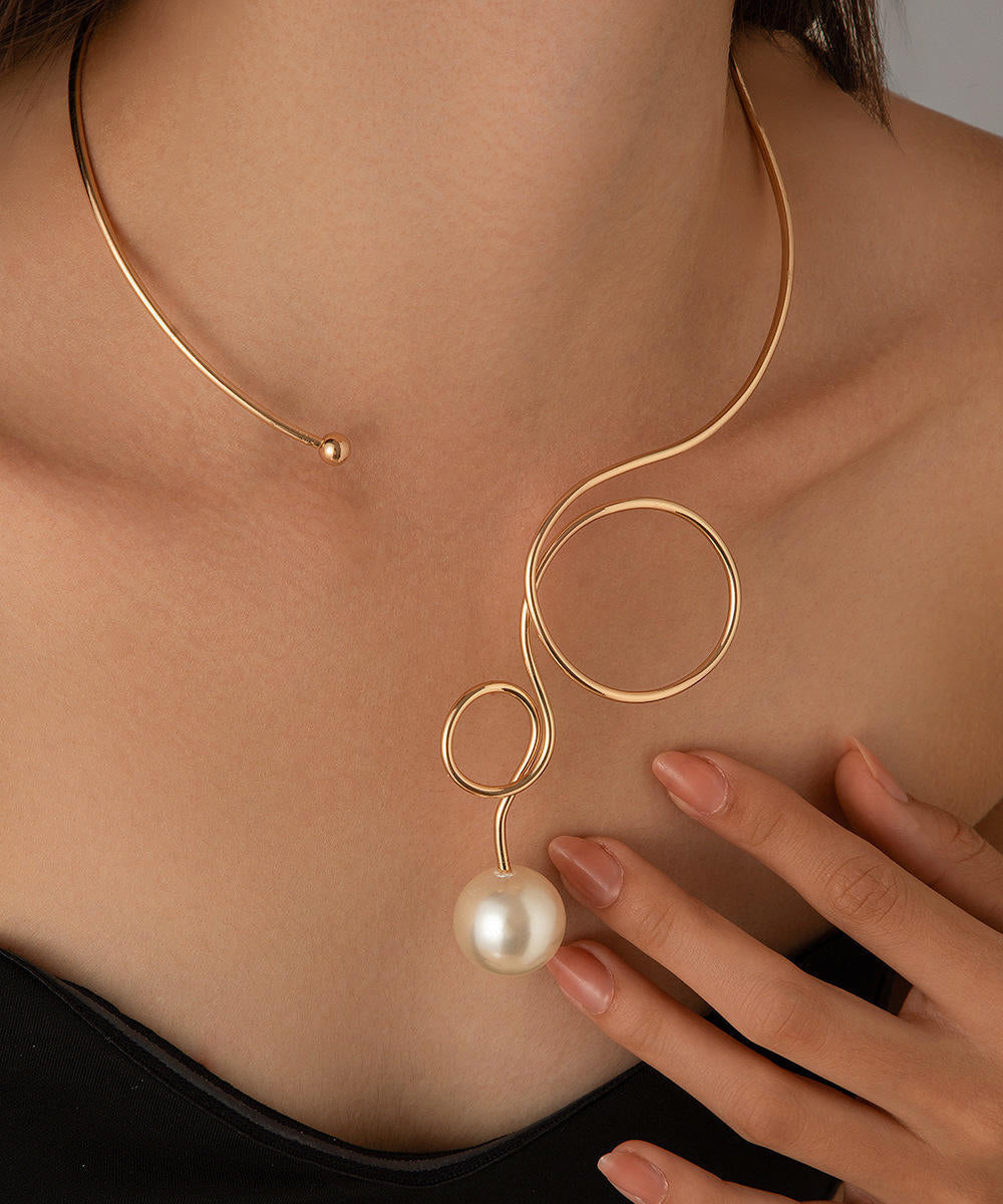 Alloy Bow Pearl Water Drop Necklace