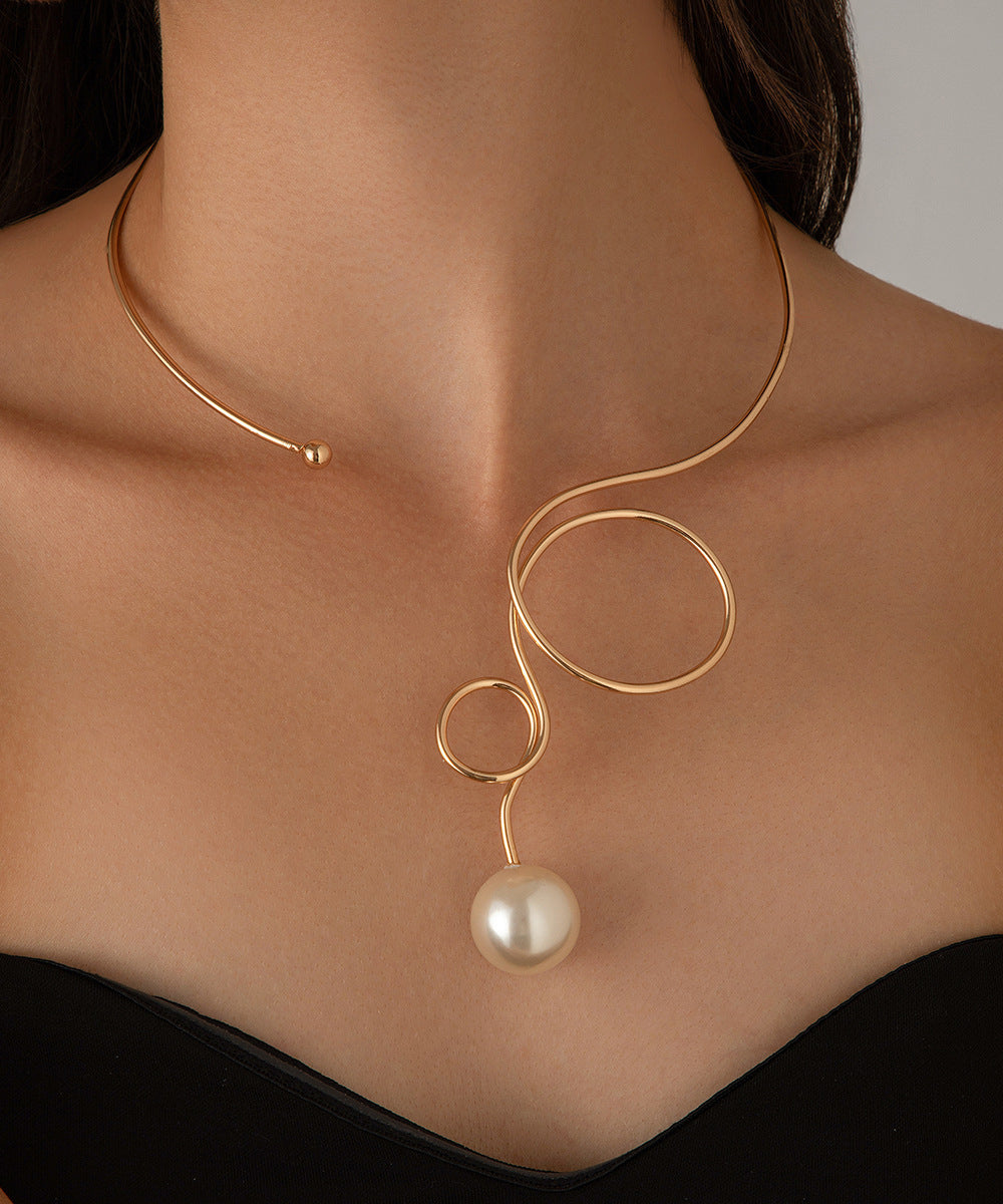 Alloy Bow Pearl Water Drop Necklace
