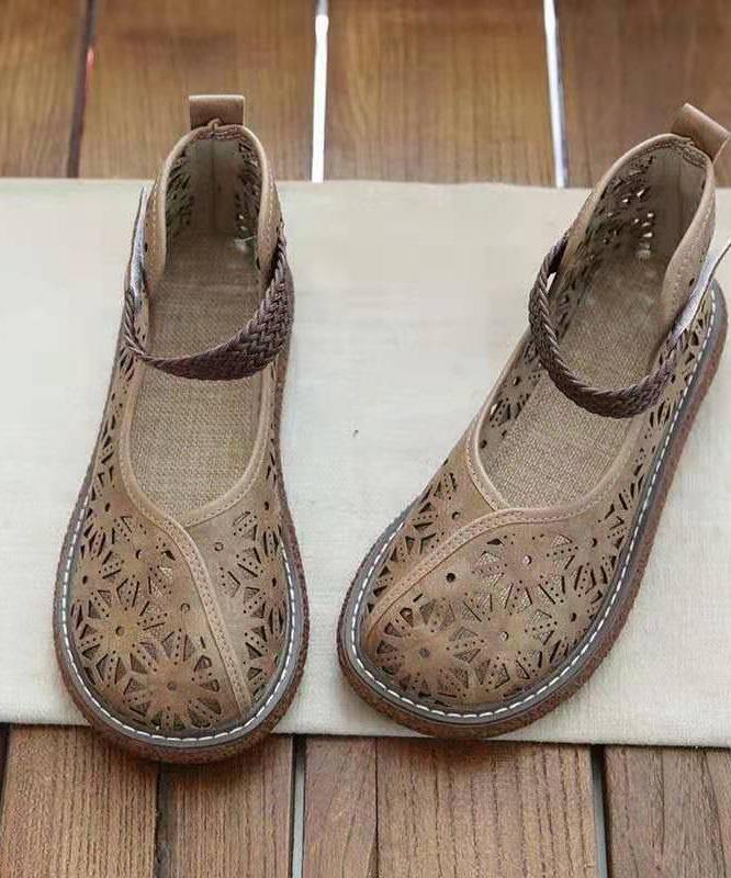 Khaki Faux Leather Hiking Sandals