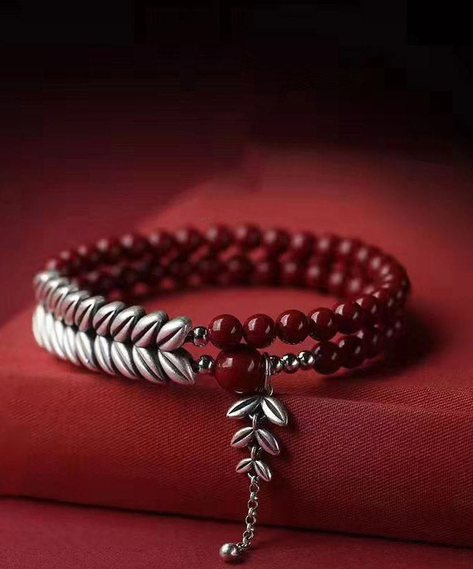 Red Sterling Silver Wheat Bracelet