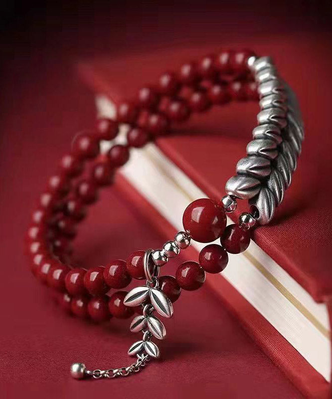 Red Sterling Silver Wheat Bracelet