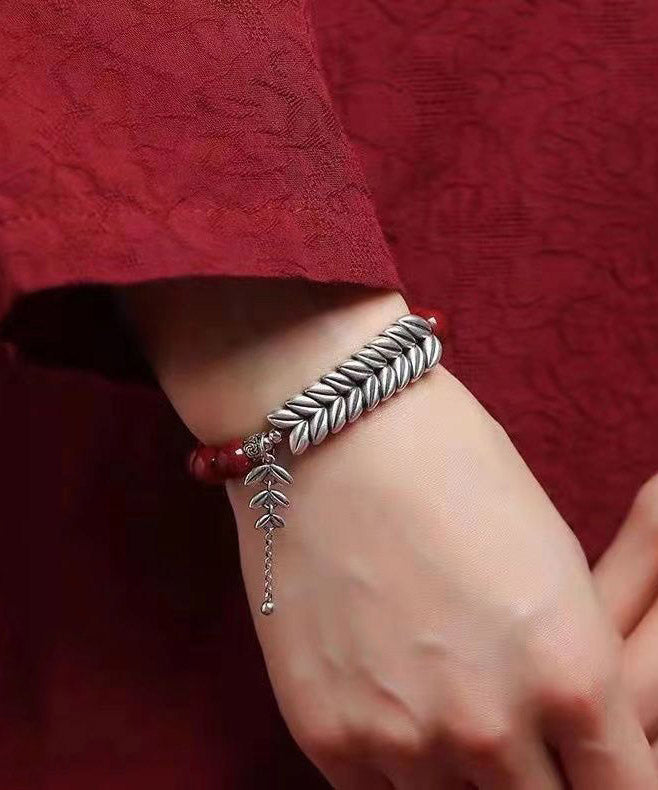 Red Sterling Silver Wheat Bracelet