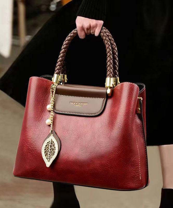 Red Versatile Durable Leather Tote