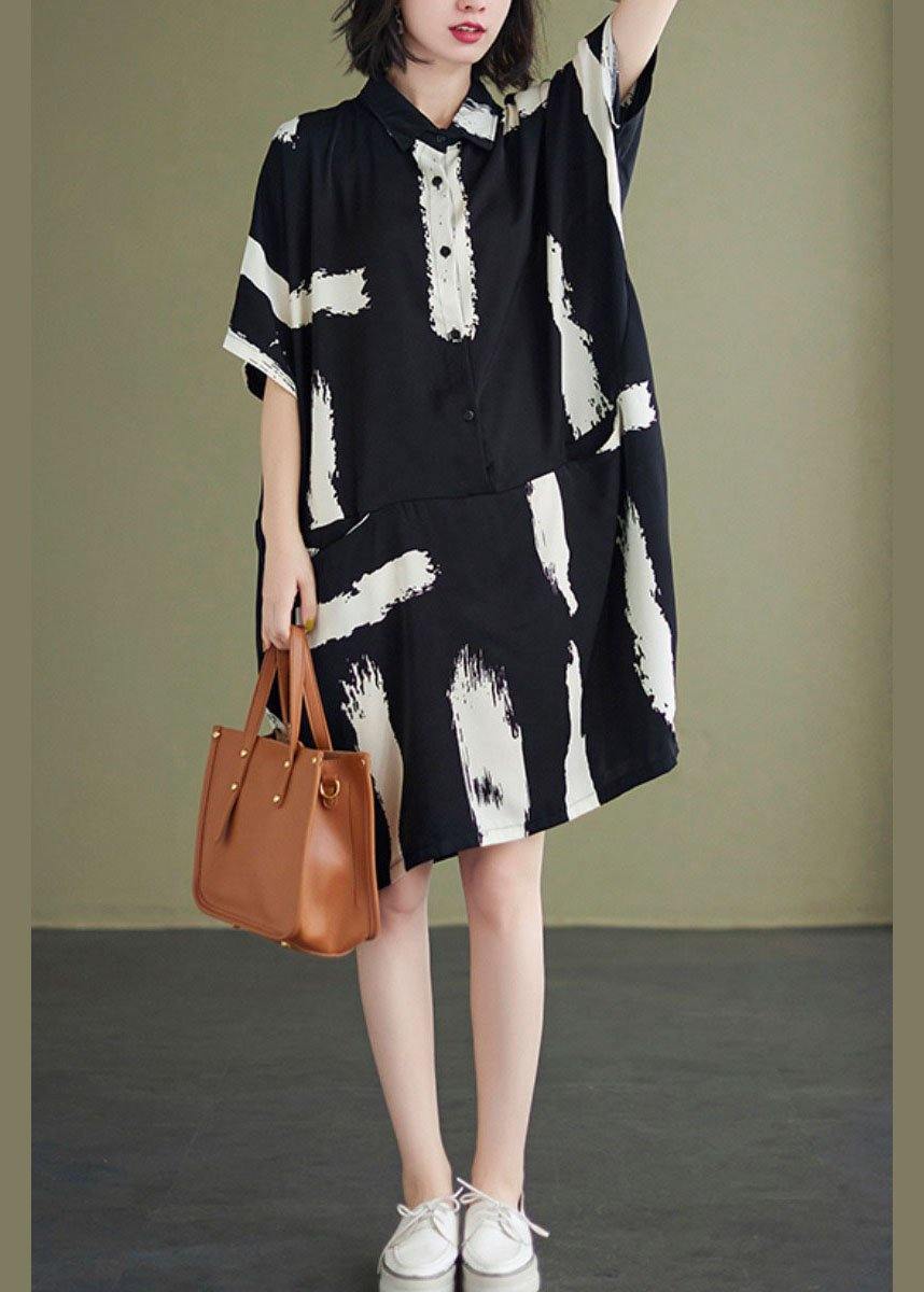 Black Print Peter Pan Collar Party Dress
