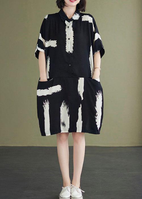 Black Print Peter Pan Collar Party Dress