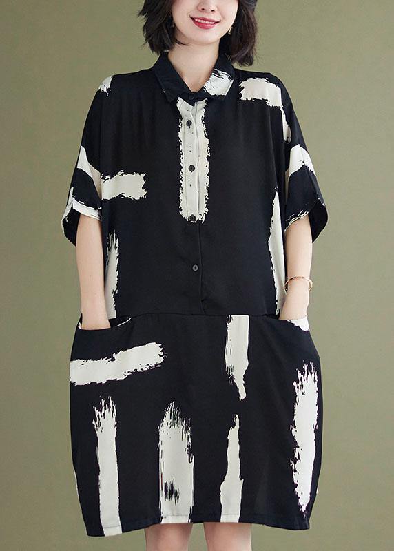 Black Print Peter Pan Collar Party Dress