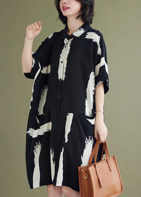 Black Print Peter Pan Collar Party Dress