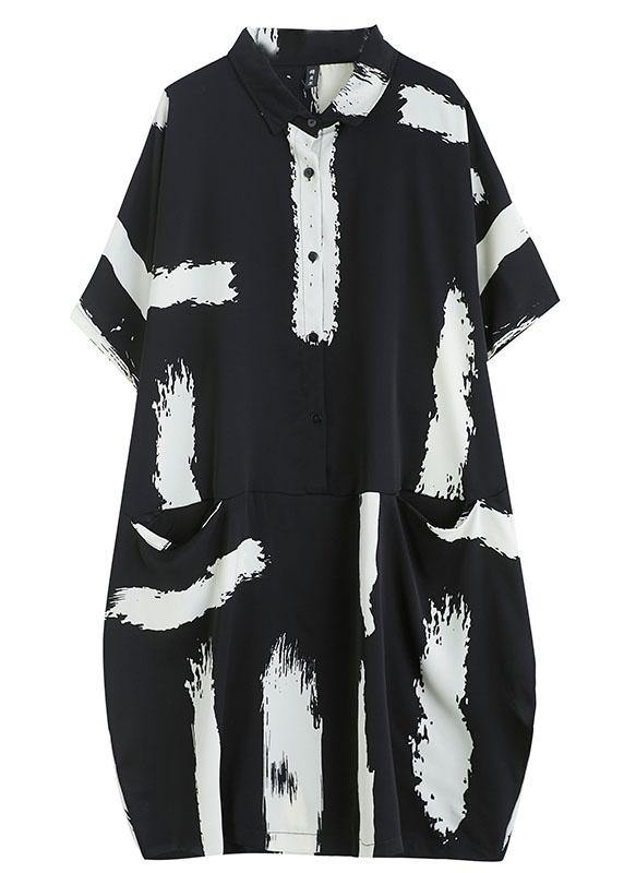 Black Print Peter Pan Collar Party Dress