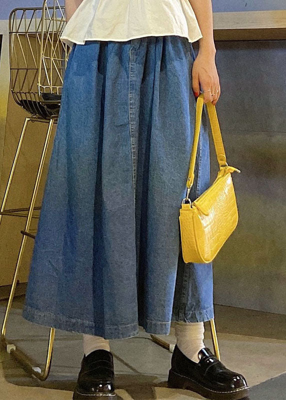 Blue High Waist Patchwork A-Line Skirt