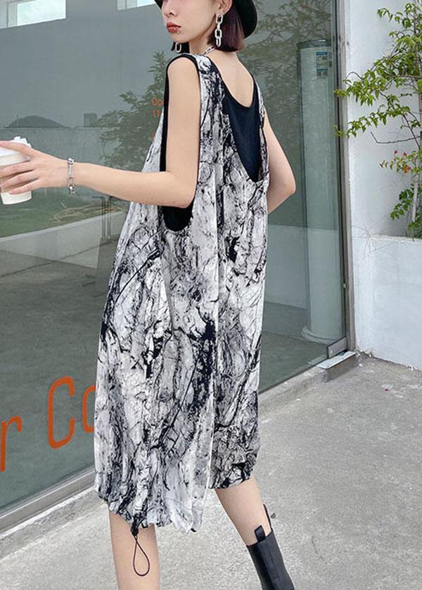 Grey Print Casual Overall Shorts