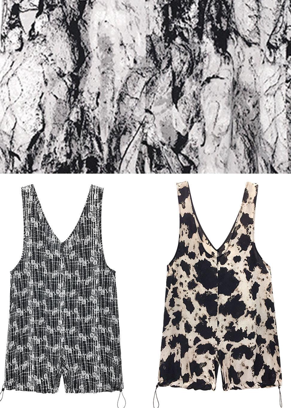 Grey Print Casual Overall Shorts