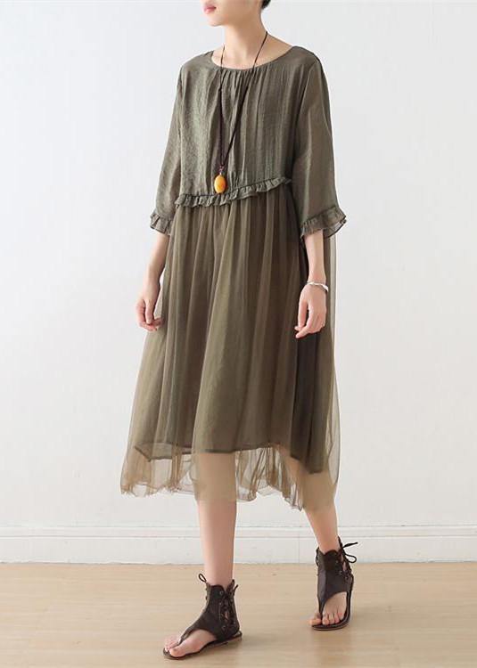 Tea Green Tulle Patchwork Maxi Dress