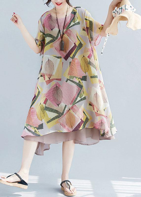 Floral O-Neck Wide Hem French Dress