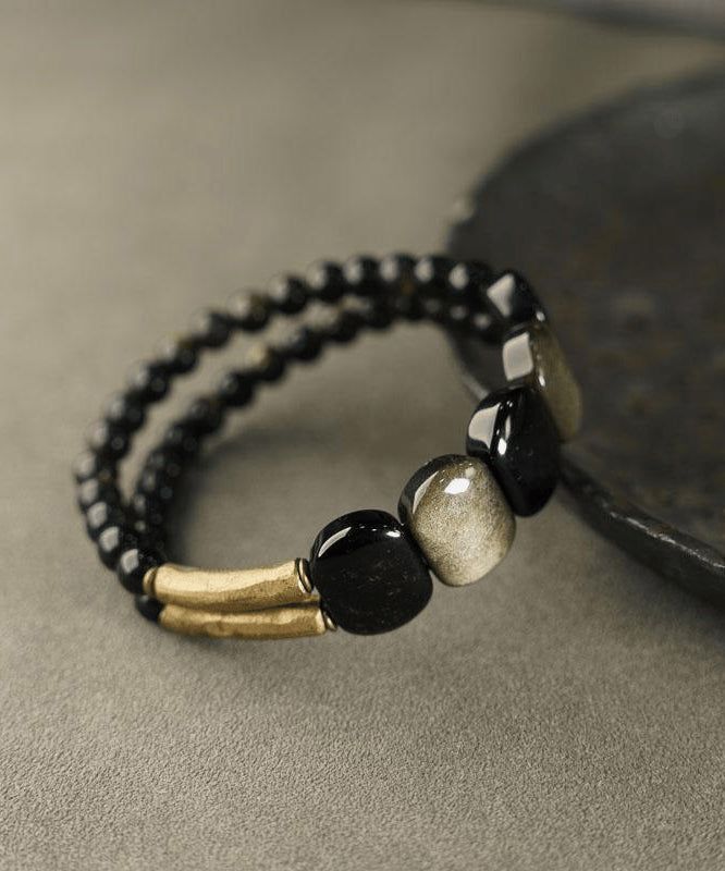 Black Crystal Double Layer Bracelet
