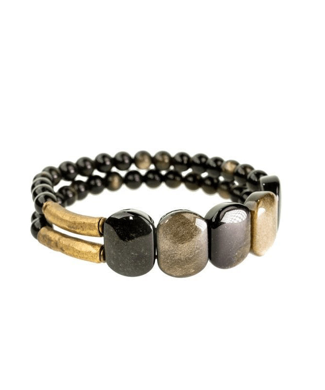 Black Crystal Double Layer Bracelet
