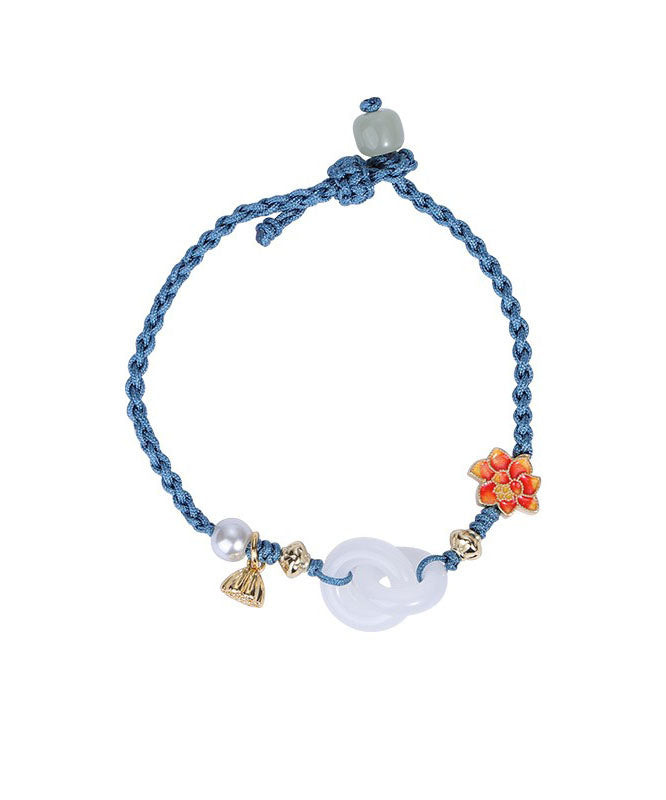 Blue Silver Knitted Jade Pearl Bracelet