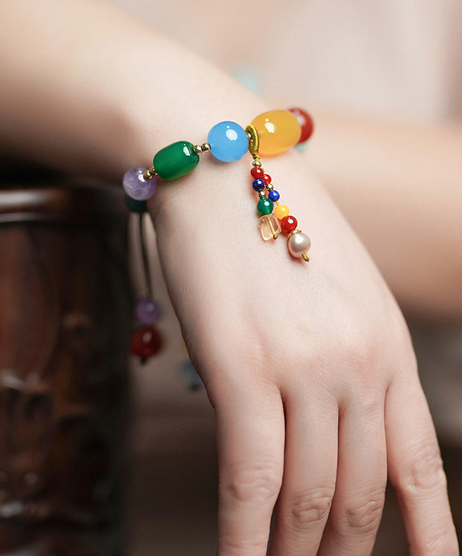Colorblock Jade Pearl Crystal Bracelet
