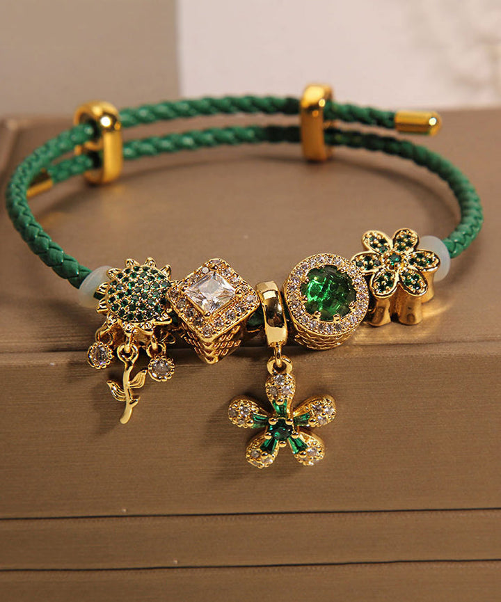 Green Silver Zircon Sunflower Bracelet