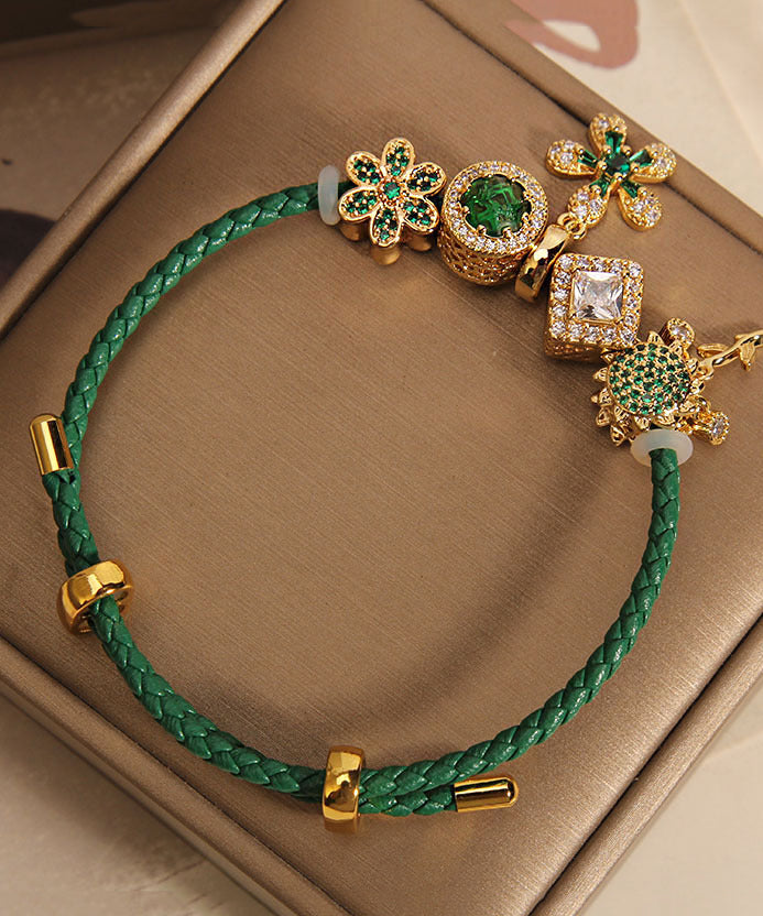 Green Silver Zircon Sunflower Bracelet