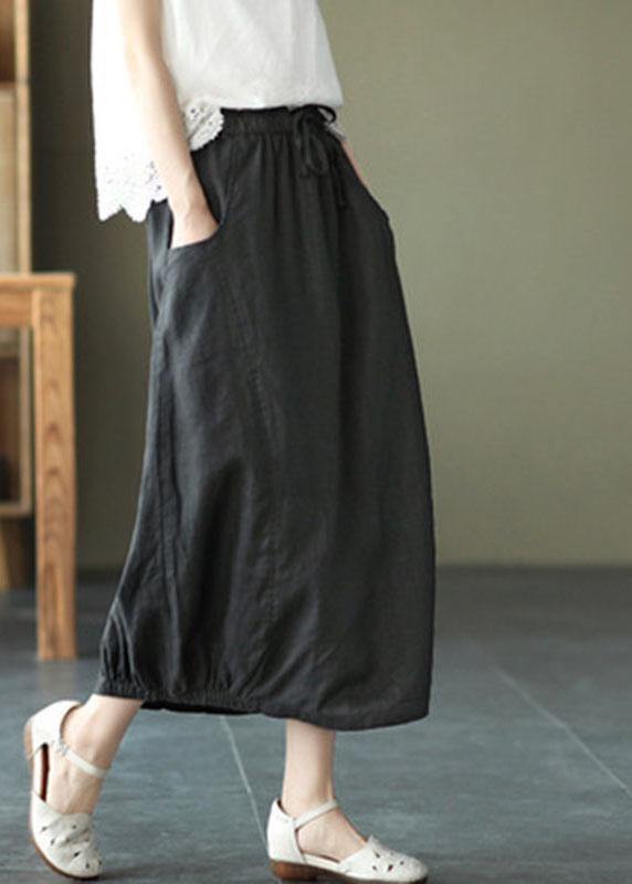 Khaki Tie-Waist Patchwork A-Line Skirt