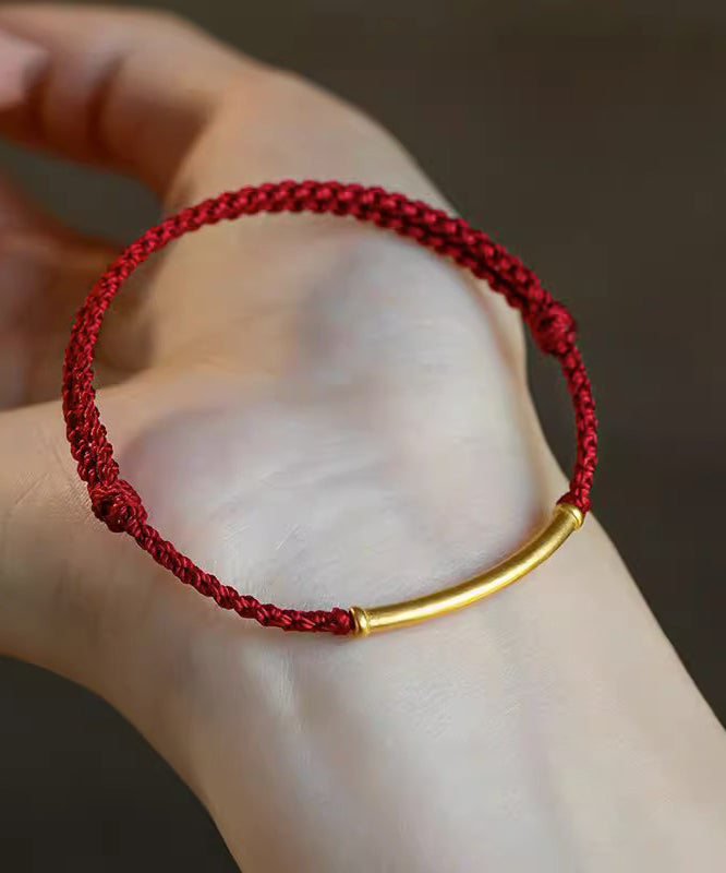 Red Handwoven Bamboo Joint Bracelet